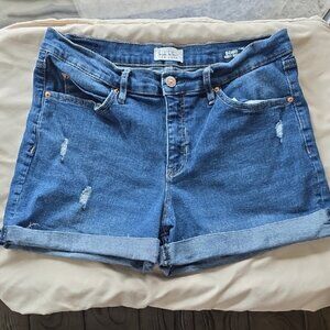Nicole Miller Dark Blue Rolled Hem Denim Shorts